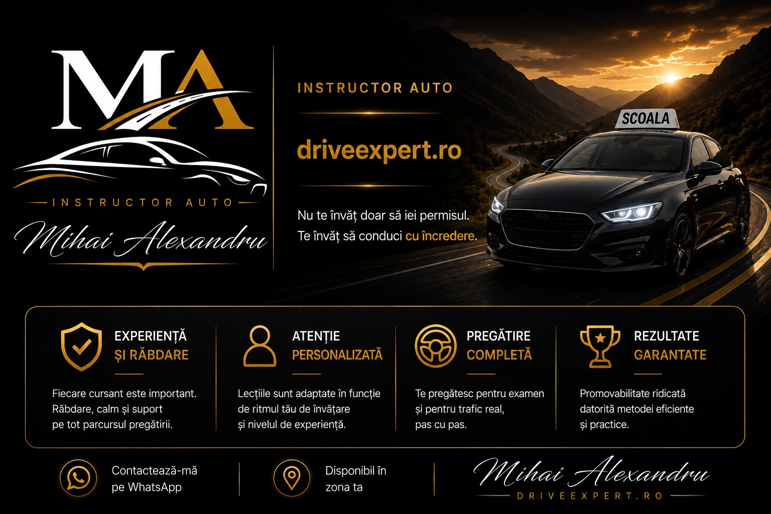Instructor Auto și Școală de Șoferi Mihai Alexandru — conducere defensivă și lecții categoria B, București și Ilfov — DriveExpert.ro